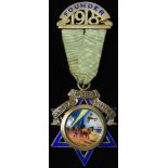 Masonic WW1 Wartime related 1918 Astral Lodge No. 3841 silver & enamel Founder's Medal -