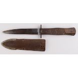 Great War Imperial German Trench Knife, heavy wooden grips with 8 ribbed serration's. Secured by 2