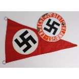 German Deutschland Erwactt enamel plaque with small NSDAP party flag.