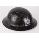 WW2 Ipswich Fire Service raw edge steel helmet possibly converted from a WW1 helmet. Very nice clean