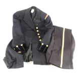 Japanese Naval uniform, c1907, jacket, trousers. Label named 'G C Hobbs esq. No 348. 17/4/1907. By