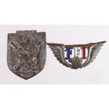 Post WW2 French Resistance Badge with number on the rear & Czech Artillery in England Lapel Pin. (