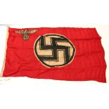 German NSDAP Party War flag, service worn, 5x3 feet approx, makers label