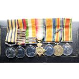 Miniature medal group inc BSA Co Medal, 6x bar QSA, KSA plus 1915 trio & Defence, nice early group.