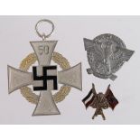 WW2 German 50 Years Civil Service medal & 2 Nazi Badges. (3)
