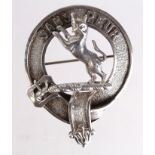 Scottish silver clan badge for the Sutherland family (sans peur) hallmarked for Hamilton & Inches,