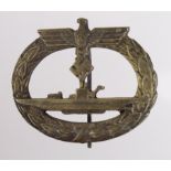 German WW2 U Boat War Badge maker marked.