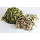 Vietnam War Era Vietcong Fibre Helmet with green rainy season cam cover and beige dry season cam