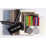 WAAF WW2 Defence & War medals with Air woman service & release book, photos etc., to 2010203 J T
