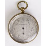 Gilt brass compensated English Pocket Aneroid Barometer & Altimeter - back reads "Presented to Major