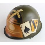 Vietnam War Helmet with Post War Memorial Painting.