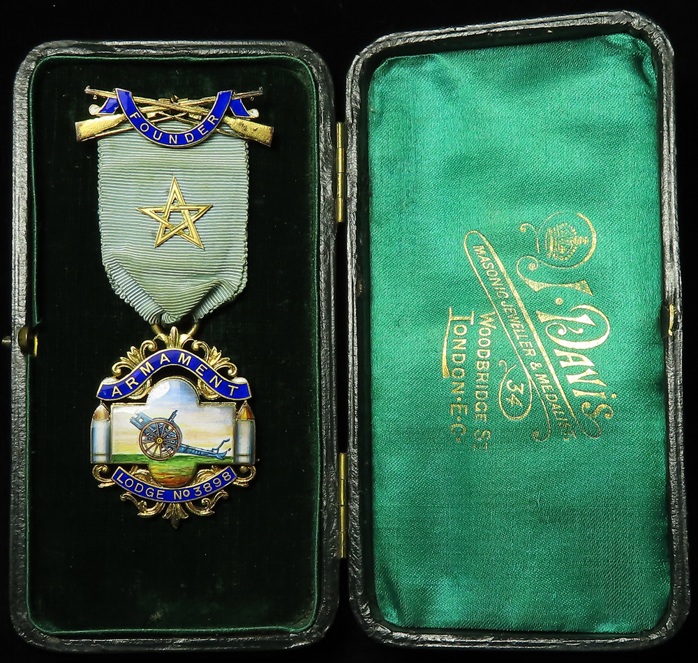 Masonic, WW1 period, Military related silver & enamel Armament Lodge No.3898 Founder's Medal;