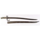French Model 1866 Sabre bayonet for the Gras and Chasspot Rifles. Yataghan blade approx 23". Top