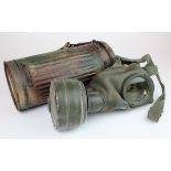 German Normandy Camo Gas Mask tin & Mask, service wear