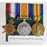 1915 Star Trio to 2546 Pte E M Prenderville 8-London Regt. Entitled to a Silver War Badge for