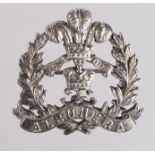 Sweetheart/sidecap? badge, silver, Middlesex Regiment; very good quality, thick construction;