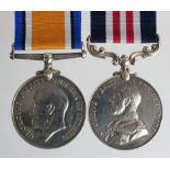 Military Medal GV (65201 Pte F B Hands RAMC) and BWM (65201 Pte F Hands RAMC) for gallantry when