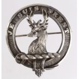 Lovat Scouts (possibly) silver plated clan/family type badge (je suis prest) - back stamped R.W.