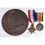 1915 Star, BWM and Death Plaque to 2.Lieut Cyrus Radcliffe Eller 8th Manchester Regt. Died of Wounds