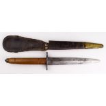 Commando Dagger with improvised wooden handle, WW2 pattern scabbard. a/f