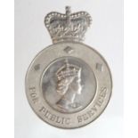 Badge an unusual "For Public Services" silver hallmarked lapel badge, type of service unknown.