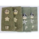 Cloth Badges: Indian Police Superintendent, 2 pairs of Pre-1947 Khaki-Drill and khaki cloth slip-