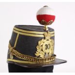 Military head wear - an 1869 pattern Shako badge to 10th Foot, Officers
