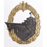 German Destroyer War badge maker with hook above pin.