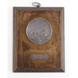 Naval interest - medal mounted on wooden plaque 'Splendor Rei Navalis. Gallia'. Edge stamped '