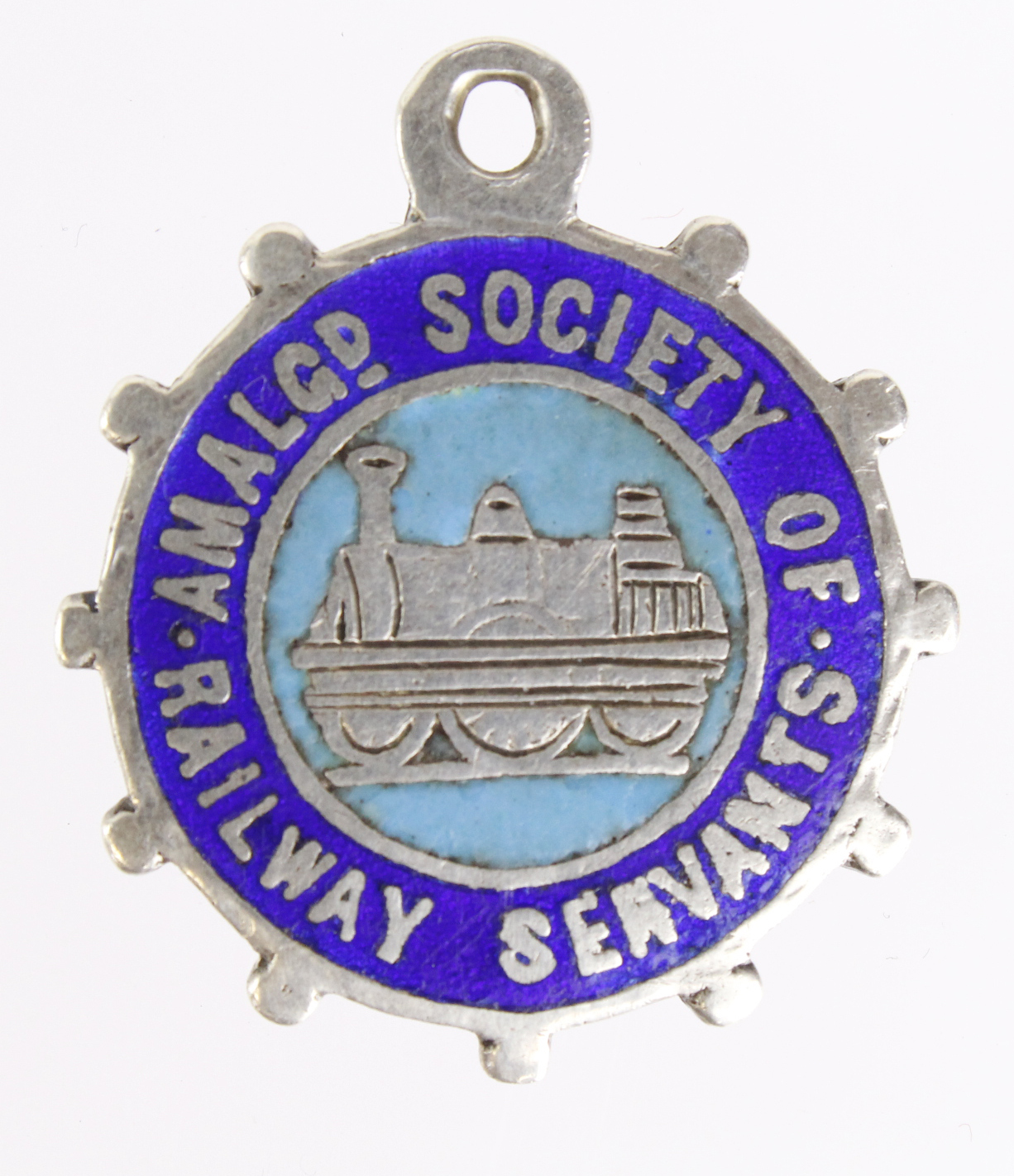 Railway medal -early Amalgamated Society of Railway Servants unmarked silver & enamel medal - very