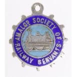 Railway medal -early Amalgamated Society of Railway Servants unmarked silver & enamel medal - very