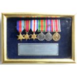 Miniature medal group, framed, D Day MID recipient, Philip Handscomb, for service with Landing Craft