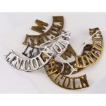 Lincoln Regiment - pair of w/m and a pair of brass shoulder titles, plus a pair of 'M Lincoln'