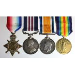 Military Medal GV (11745 Pte F J Simpson 1/R.Berks R) and 1915 Star Trio (Pte / Cpl). MM L/G 21/10/