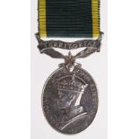 Efficiency Medal GVI with Territorial clasp (3131135 Gnr R Shannon RA). With copied research,