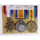 1915 Star Trio to S-7275 Pte A. Mc G. Stewart R.Highlanders. Served with 1st, 9th, 10th, 14th Bn'