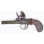 18th Century flint lock pocket pistol signed lock, all complete in need of some restoration.