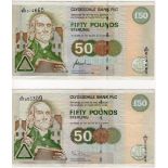 Scotland, Clydesdale Bank 50 Pounds (2) dated 22nd March 1996 and 25th April 2003 (PMS CL62a &