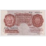 Mahon 10 Shillings issued 1928, FIRST SERIES note serial Z08 464353 (B210, Pick362a) about VF