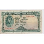 Ireland Republic Currency Commission 1 Pound dated 21st December 1934, scarce early dated Lady