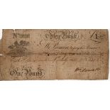 Otley Bank 1 Pound dated 1815, serial No. 233 for Wm Maude & Co. (Outing 1646a) holes and splits,