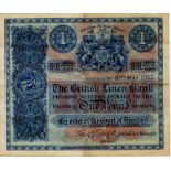 Scotland, British Linen Bank 1 Pound dated 10th May 1915, very early date of issue 'square' note,