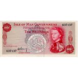 Isle of Man 10 Shillings issued 1961, signed R.H. Garvey, serial No. 637137 (IMPM M500, Pick24a)