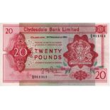 Scotland, Clydesdale Bank Limited 20 Pounds dated 19th November 1964, signed R.D. Fairbairn, FIRST