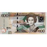 East Caribbean 100 Dollars issued 2015, rare REPLACEMENT note with 'ZV' prefix, serial ZV 012703 (