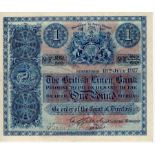 Scotland, British Linen Bank 1 Pound dated 18th July 1917, very early date of issue 'square' note,