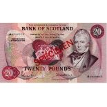 Scotland, Bank of Scotland 20 Pound dated 1st October 1970, signed Polwarth & Walker, SPECIMEN