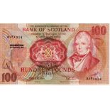 Scotland, Bank of Scotland 100 Pounds dated 22nd January 1992, signed Pattullo & Burt, serial