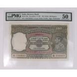 India 100 rupees issued 1937, Calcutta branch issue, series A/88 246843 (TBB B204b2, Pick20e)