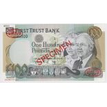 Northern Ireland, First Trust Bank 100 Pounds dated 1st March 1996, a scarce SPECIMEN note, red De